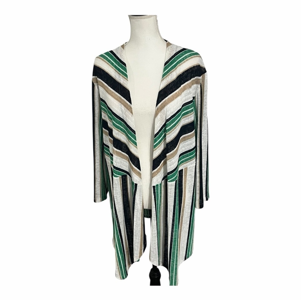 Chico's sz 3 Multicolor Striped Open Cardigan (Traveler’s Collection)